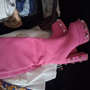 Studded Pink Platform Boots